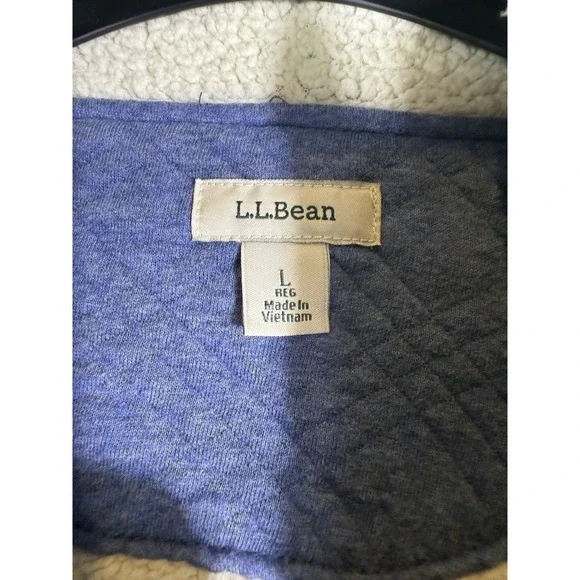 L.L. Bean Jacket Womens Light Blue Sherpa Lined Quilted Fleece Zip Classic - Picture 6 of 9